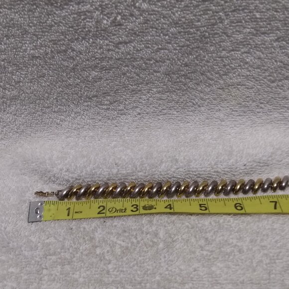 Fossil Silver Gold Half Circles Bangle Bracelet Good Usable Condition - Picture 6 of 7